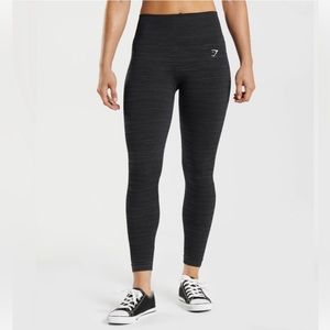 Gymshark Adapt Marl Seamless Leggings Black/Smokey Grey Size Small